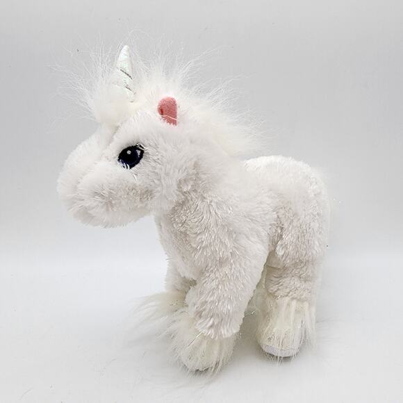 Ganz Webkinz Unicorn Plush 7" White Fur Sewn Eyes Stuffed Animal HM069 No Code - Picture 1 of 9